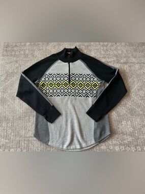 LL Bean Merino Wool Honeycomb Womens 1/4 Zip Sweater long sleeve Size Medium